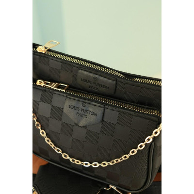 Женская сумка 3 в 1 Louis Vuitton, клатч черный Луи Витон  3 в 1