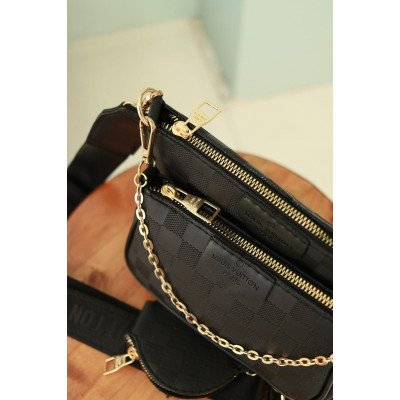 Женская сумка 3 в 1 Louis Vuitton, клатч черный Луи Витон  3 в 1