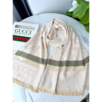 ПАЛАНТИН ШАРФ, ХУСТКА GUCCI ЖЕНСКИЙ ШАРФ ГУЧЧИ  светло-бежевый