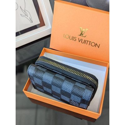 Кошелек Louis Vuitton черный клетка LUX качество Луи ВИТОН мини конверт