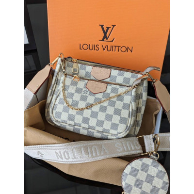 Сумка Луи Витон 3 в 1  Louis Vuitton, клатч через плече бежевая клетка