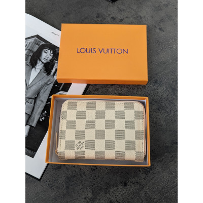 Женский кошелек мини Louis Vuitton бежевый в клетку Луи Виттон