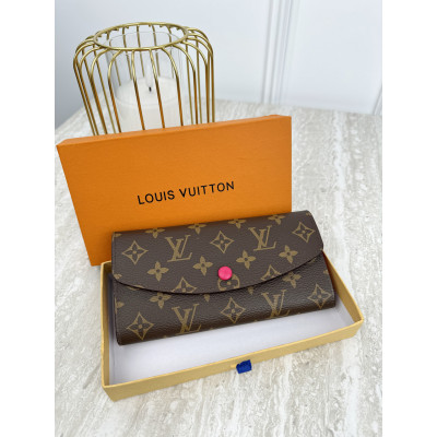 Женский кошелек Louis Vuitton коричневый+ малиновый большой конверт  Луи Виттон