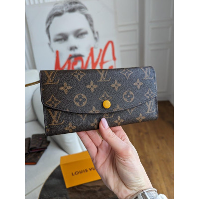 Женский кошелек Louis Vuitton коричневый+ желтый большой Луи Виттон