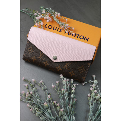 Женский кошелек Louis Vuitton коричневый + розовый конверт большой Луи Виттон