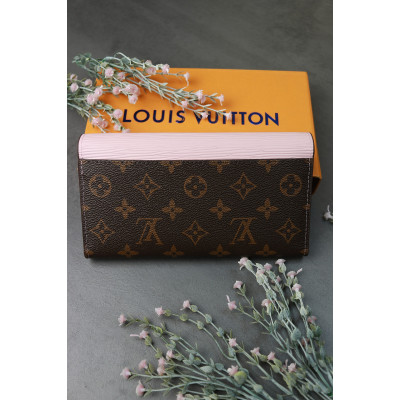 Женский кошелек Louis Vuitton коричневый + розовый конверт большой Луи Виттон