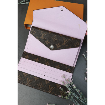 Женский кошелек Louis Vuitton коричневый + розовый конверт большой Луи Виттон