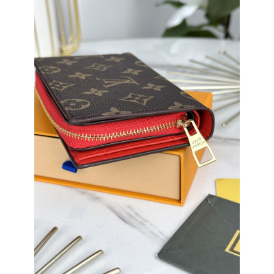 Женский кошелек Louis Vuitton коричневый + красный  Луи Виттон книжка