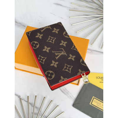 Женский кошелек Louis Vuitton коричневый + красный  Луи Виттон книжка