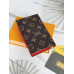 Женский кошелек Louis Vuitton коричневый + красный  Луи Виттон книжка