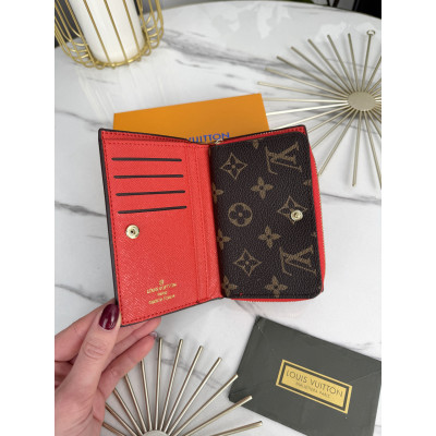 Женский кошелек Louis Vuitton коричневый + красный  Луи Виттон книжка