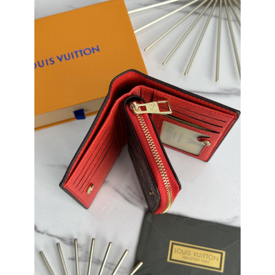 Женский кошелек Louis Vuitton коричневый + красный  Луи Виттон книжка