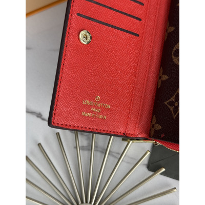 Женский кошелек Louis Vuitton коричневый + красный  Луи Виттон книжка