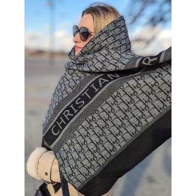 ПАЛАНТИН ШАРФ, ХУСТКА Christian Dior ЖЕНСКИЙ ШАРФ ДИОР темно-серый