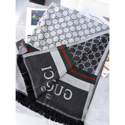 ПАЛАНТИН ШАРФ, ХУСТКА GUCCI ЖЕНСКИЙ ШАРФ ГУЧЧИ  светло-серый