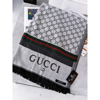 ПАЛАНТИН ШАРФ, ХУСТКА GUCCI ЖЕНСКИЙ ШАРФ ГУЧЧИ  светло-серый