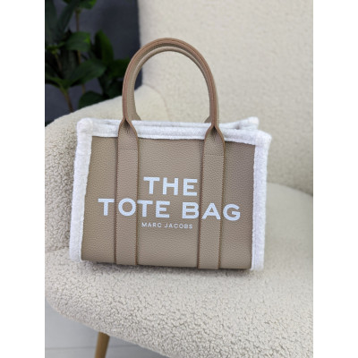 Сумка женская Марк Джейкобс шоппер  бежевая с мехом Marc Jacobs Tote Bag шопер