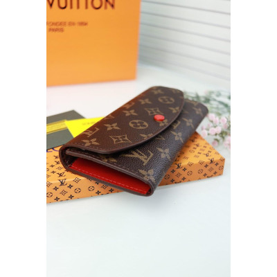 Женский кошелек Louis Vuitton коричневый + красный большой овальный Луи Виттон