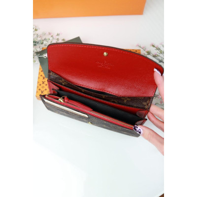 Женский кошелек Louis Vuitton коричневый + красный большой овальный Луи Виттон