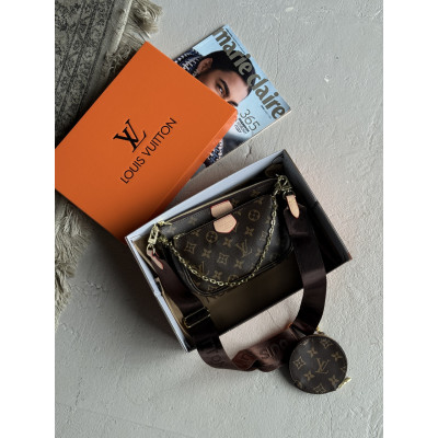 Сумка Луи Витон 3 в 1 Louis Vuitton Multi Pochette, клатч коричневый через плече Луи Витон  3 в 1