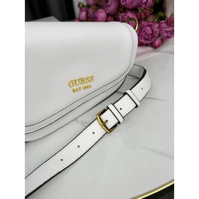 Женская сумка седло Guess est 1981 белый Гесс