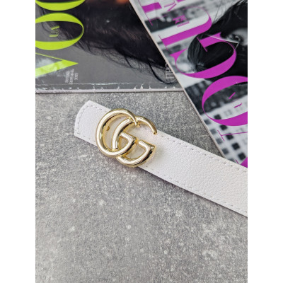 Женский ремень пояс Gucci Гуччи белый + золото широкий