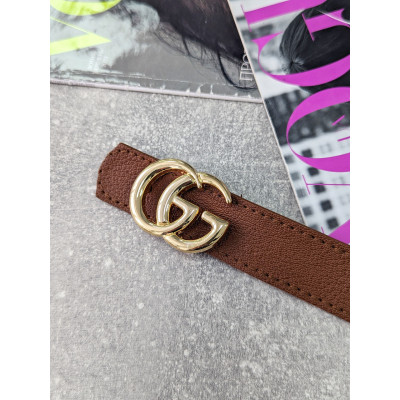 Женский ремень пояс Gucci Гуччи терракот + золото широкий