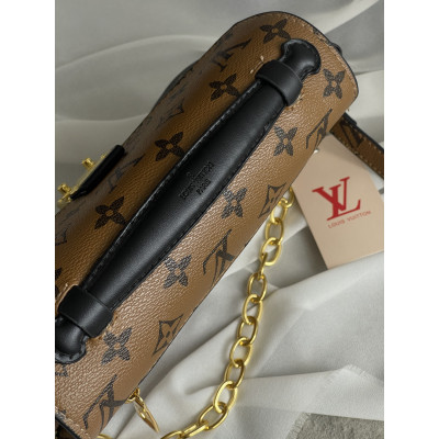 Женская сумка Луи Витон  метис коричневый мини через плече Pochette Metis East West Monogram