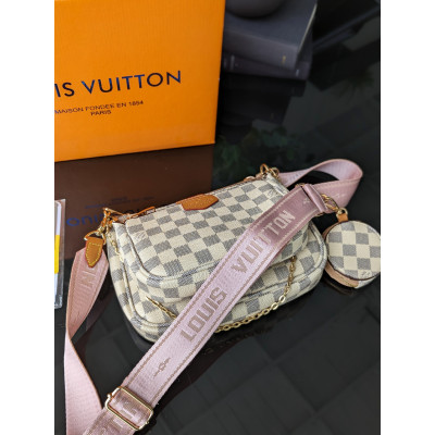 Сумка женская  Луи Витон / Louis Vuitton 3 в 1  стиль ЛЮКС бежевый  в клетку