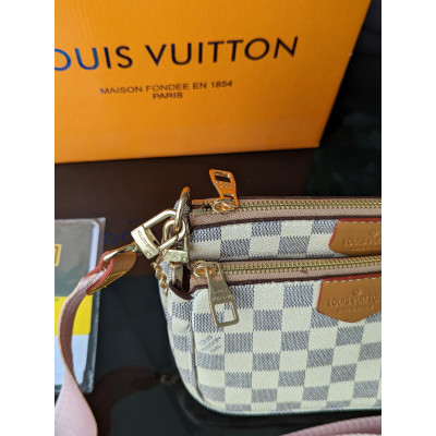 Сумка женская  Луи Витон / Louis Vuitton 3 в 1  стиль ЛЮКС бежевый  в клетку