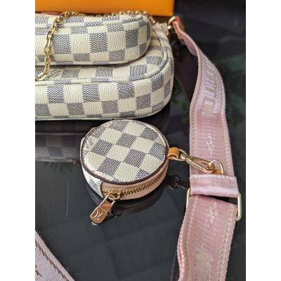 Сумка женская  Луи Витон / Louis Vuitton 3 в 1  стиль ЛЮКС бежевый  в клетку