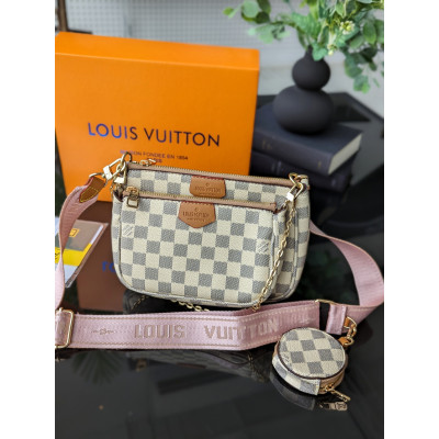 Сумка женская  Луи Витон / Louis Vuitton 3 в 1  стиль ЛЮКС бежевый  в клетку