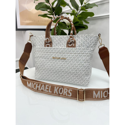 Сумка женская Майкл Корс шопер белый Michael Kors шоппер через плечо