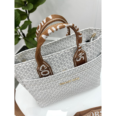 Сумка женская Майкл Корс шопер белый Michael Kors шоппер через плечо