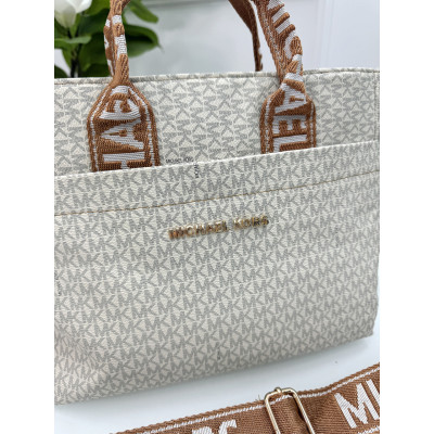 Сумка женская Майкл Корс шопер молочный Michael Kors шоппер через плечо