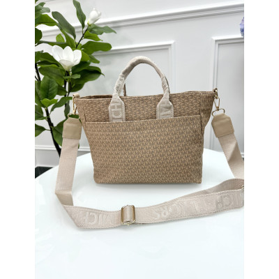 Сумка женская Майкл Корс шопер бежевый Michael Kors шоппер через плечо