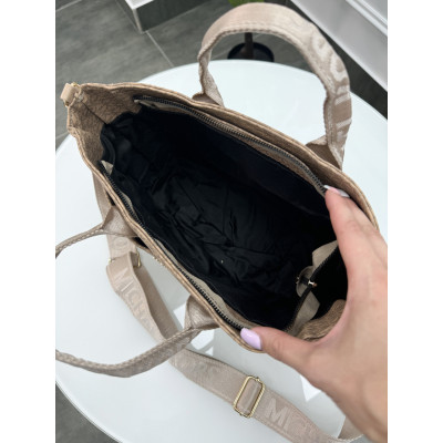 Сумка женская Майкл Корс шопер бежевый Michael Kors шоппер через плечо