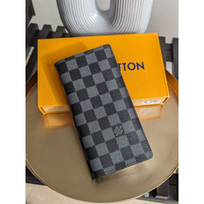 Мужской кошелек Louis Vuitton черный в клетку большой  Луи Виттон