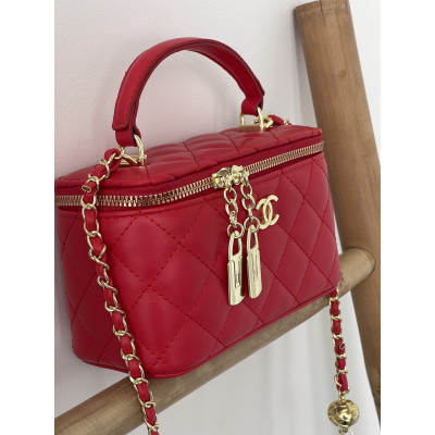 Сумка женская клатч Chanel Classic Lambskin красный Шанель бочонок