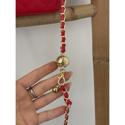 Сумка женская клатч Chanel Classic Lambskin красный Шанель бочонок