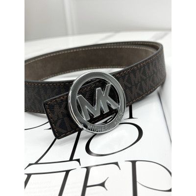 Ремень унисекс пояс Michael Kors коричневый серебро Мишель Корс
