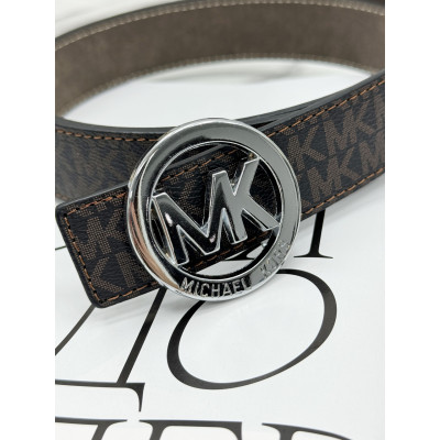 Ремень унисекс пояс Michael Kors коричневый серебро Мишель Корс