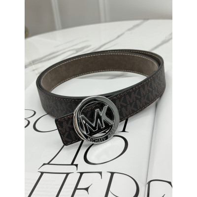Ремень унисекс пояс Michael Kors коричневый серебро Мишель Корс