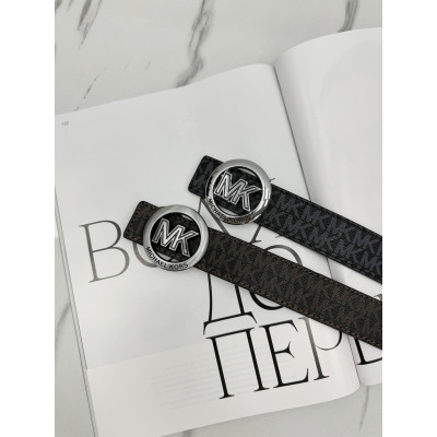 Ремень унисекс пояс Michael Kors коричневый серебро матовый Мишель Корс