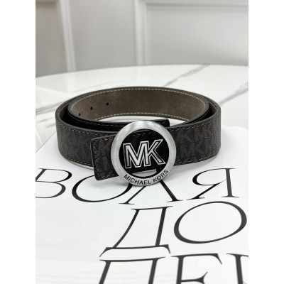 Ремень унисекс пояс Michael Kors коричневый серебро матовый Мишель Корс