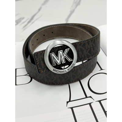 Ремень унисекс пояс Michael Kors коричневый серебро матовый Мишель Корс