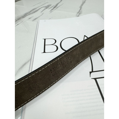 Ремень унисекс пояс Michael Kors коричневый серебро матовый Мишель Корс