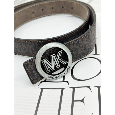 Ремень унисекс пояс Michael Kors коричневый серебро матовый Мишель Корс