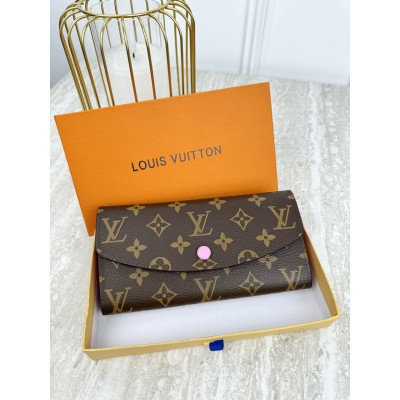 Женский кошелек Louis Vuitton коричневый+ розовый большой конверт  Луи Виттон