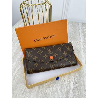 Женский кошелек Louis Vuitton коричневый+ оранжевый большой конверт  Луи Виттон